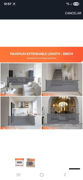 Barrera seguridad extensible 300CM-Gris