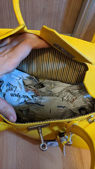 Bolso de piel tipo Birkin amarillo
