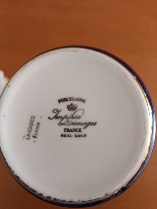 Jarrón Limoges Azul y Dorado