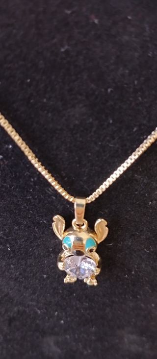 Cadena con dije de Stitch oro laminado 14k 