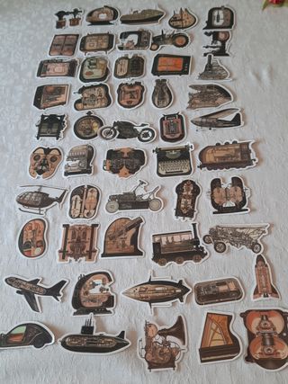 50 Autocolantes Steampunk Engenharia Engrenagens