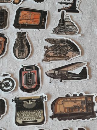 50 Autocolantes Steampunk Engenharia Engrenagens
