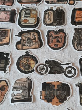 50 Autocolantes Steampunk Engenharia Engrenagens