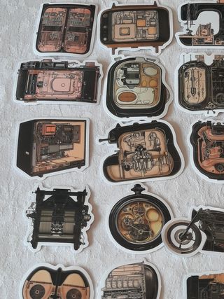 50 Autocolantes Steampunk Engenharia Engrenagens