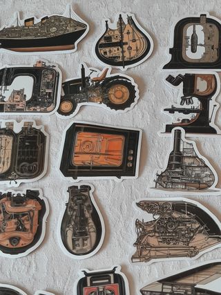 50 Autocolantes Steampunk Engenharia Engrenagens