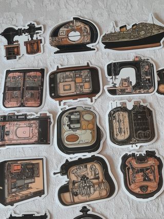 50 Autocolantes Steampunk Engenharia Engrenagens