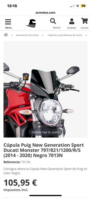 Cúpula Puig Ducati Monster - Como Nueva