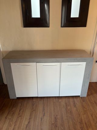 Aparador moderno gris y blanco