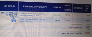 Cable de freno de mano Nissan Terrano II TD2.7