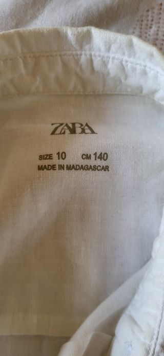 Camisa Zara niño manga corta blanca