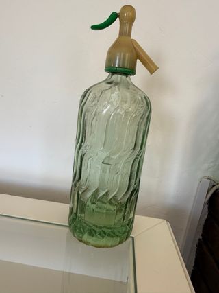 Botella sifón antigua verde