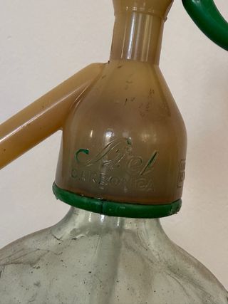Botella sifón antigua verde