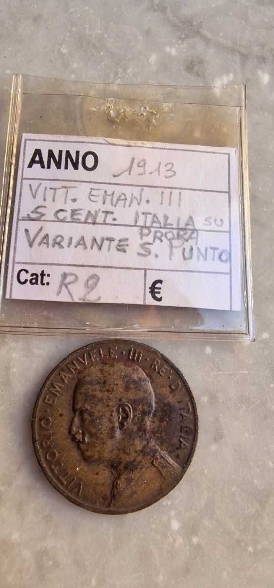5 Centesimi Prora 1913 Variante Senza Punto