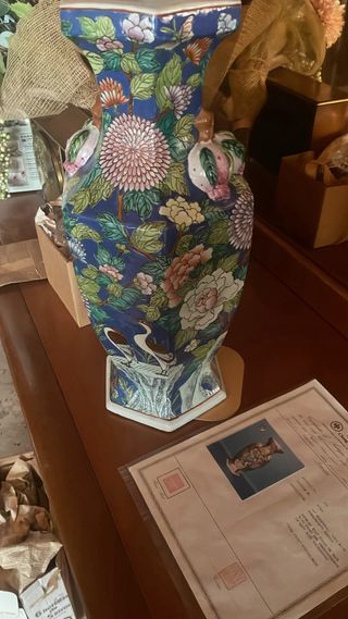 Jarrón Porcelana China Hexagonal