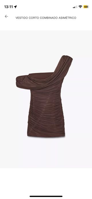 Vestido Zara Asimétrico Marrón Talla M