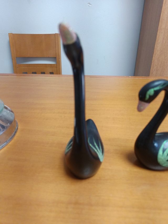 Lote 2 cisnes porcelana negros