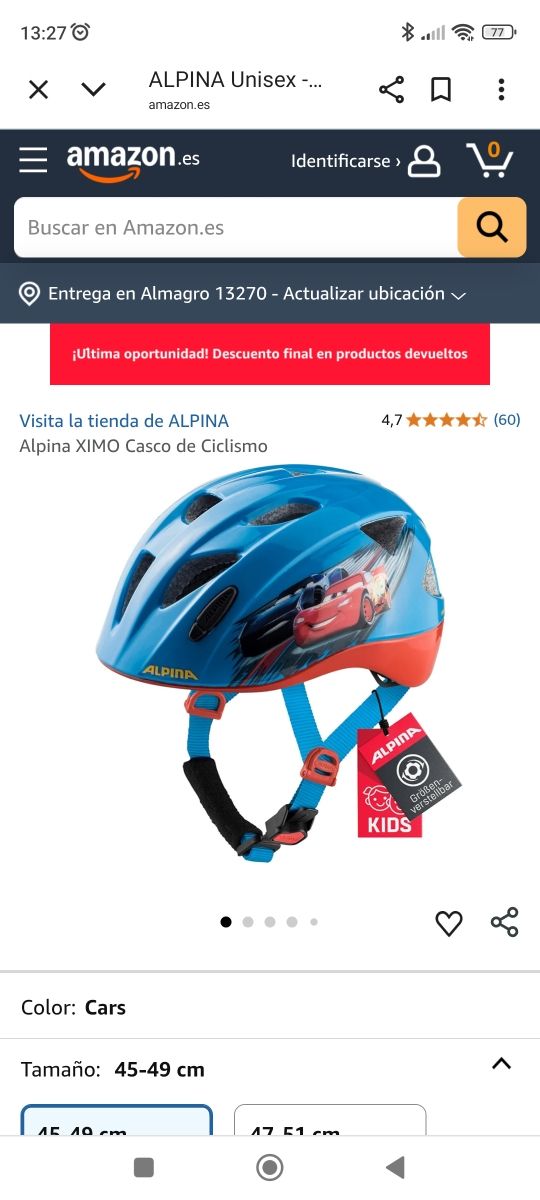 Casco per bambini Alpina Cars