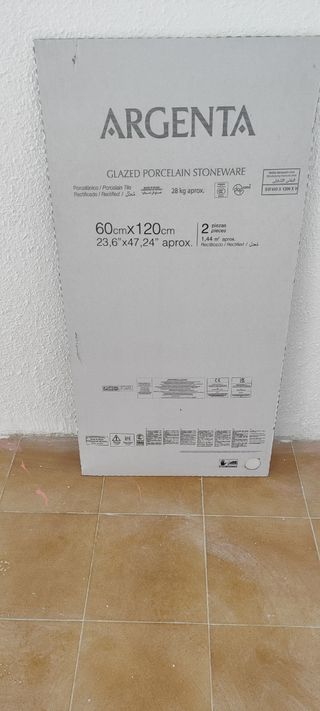 Azulejo Porcelánico Argenta 60x120cm (x2) Blanco