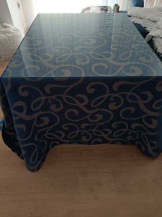 Mesa camilla rectangular madera con su cristal