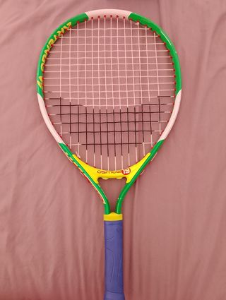 Raqueta de tenis infantil verde y amarilla