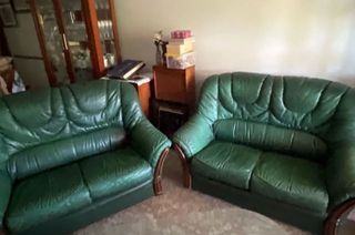 Pack 2 sofás piel 2 plazas verde