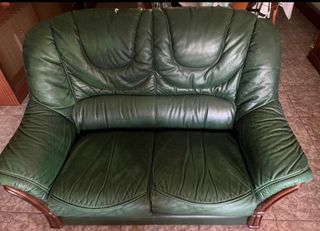Pack 2 sofás piel 2 plazas verde