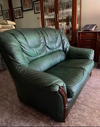 Pack 2 sofás piel 2 plazas verde