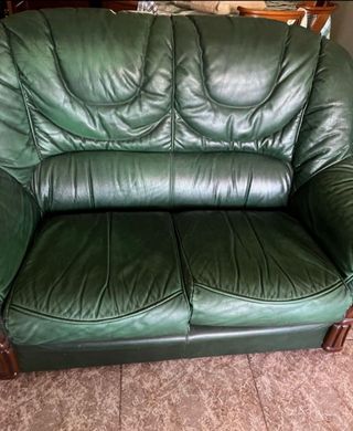 Pack 2 sofás piel 2 plazas verde