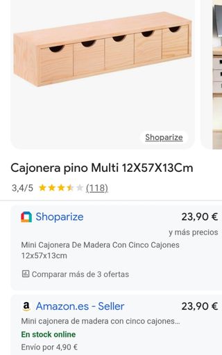 Cajonera de madera con 5 compartimentos