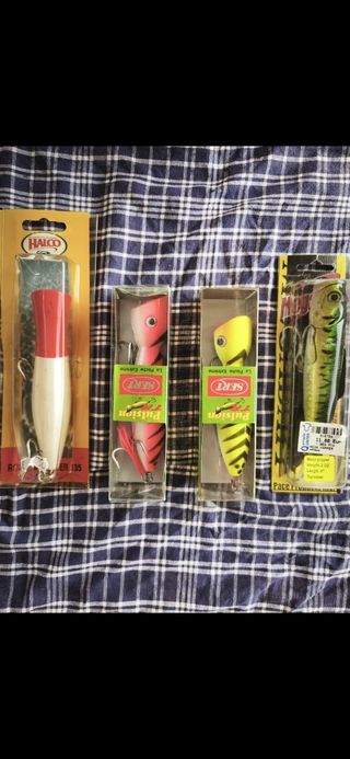 Lote 4 señuelos pesca popper