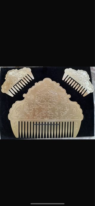 Juego de 3 peinetas plateadas