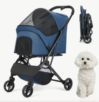 Passeggino per Cani Blu Navy Leggero