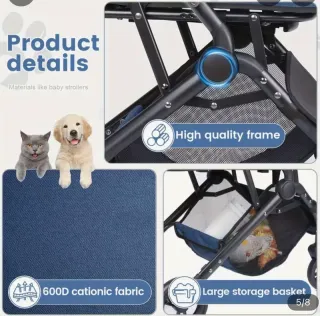 Passeggino per Cani Blu Navy Leggero
