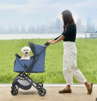 Passeggino per Cani Blu Navy Leggero