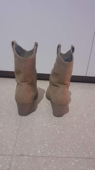 Botines Cowboy Beige Mujer