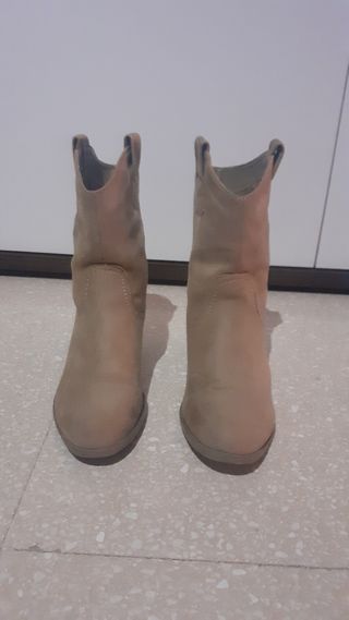 Botines Cowboy Beige Mujer