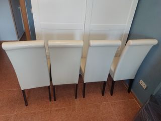 4 Sillas Comedor/Salón Beige Cuero