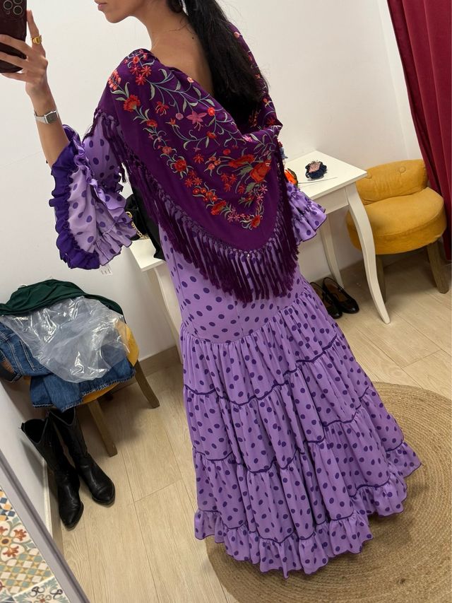 Vestido Flamenca Canastero Lila, talla 40