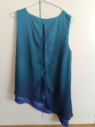Blusa Desigual asimétrica azul turquesa