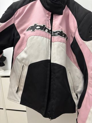 Chaqueta Moto Alpinestars Rosa Negra Blanca
