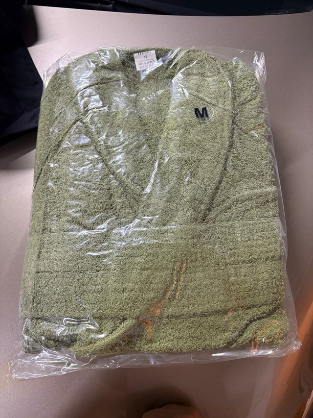 Albornoz de algodón verde talla M