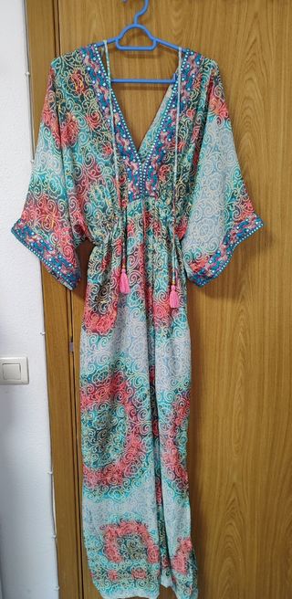 Vestido largo estampado mujer