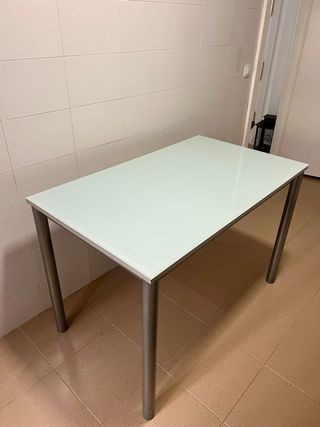 Mesa Cocina Cristal y Metal Moderna
