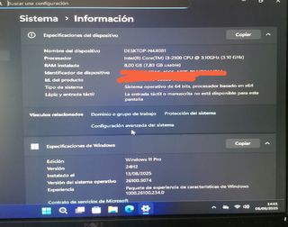 Ordenador i-3 W11 8gb. Wifi