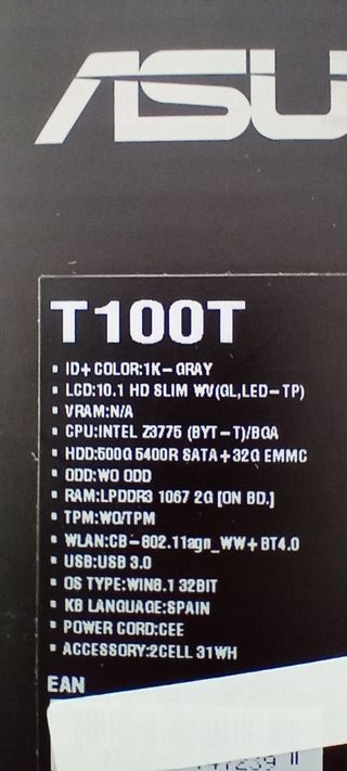 ASUS T100T Tablet/Portátil Convertible 10.1"