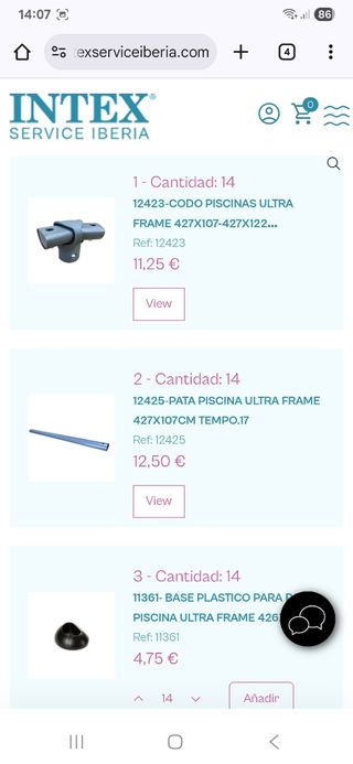 DESPIECE REPUESTOS INTEX ULTRA FRAME 427X107