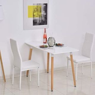 Mesa de comedor blanca de madera