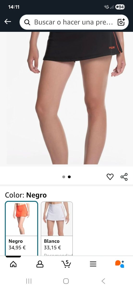 Falda pantalón tenis Nox gris