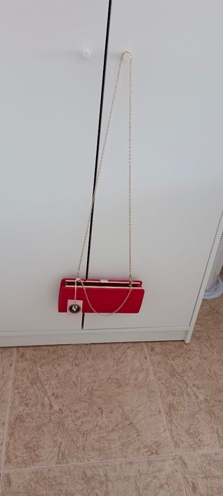 Bolso de mano rojo piel de serpiente