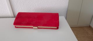 Bolso de mano rojo piel de serpiente